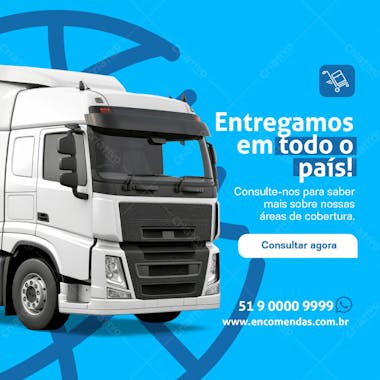 Entregamos em todo pais social media transportadora psd