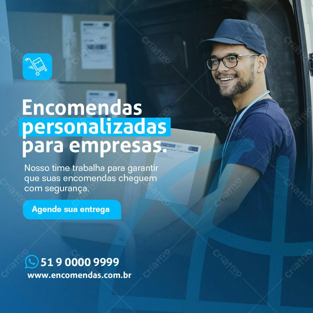 Encomenda Personalizada Social Media Transportadora Psd