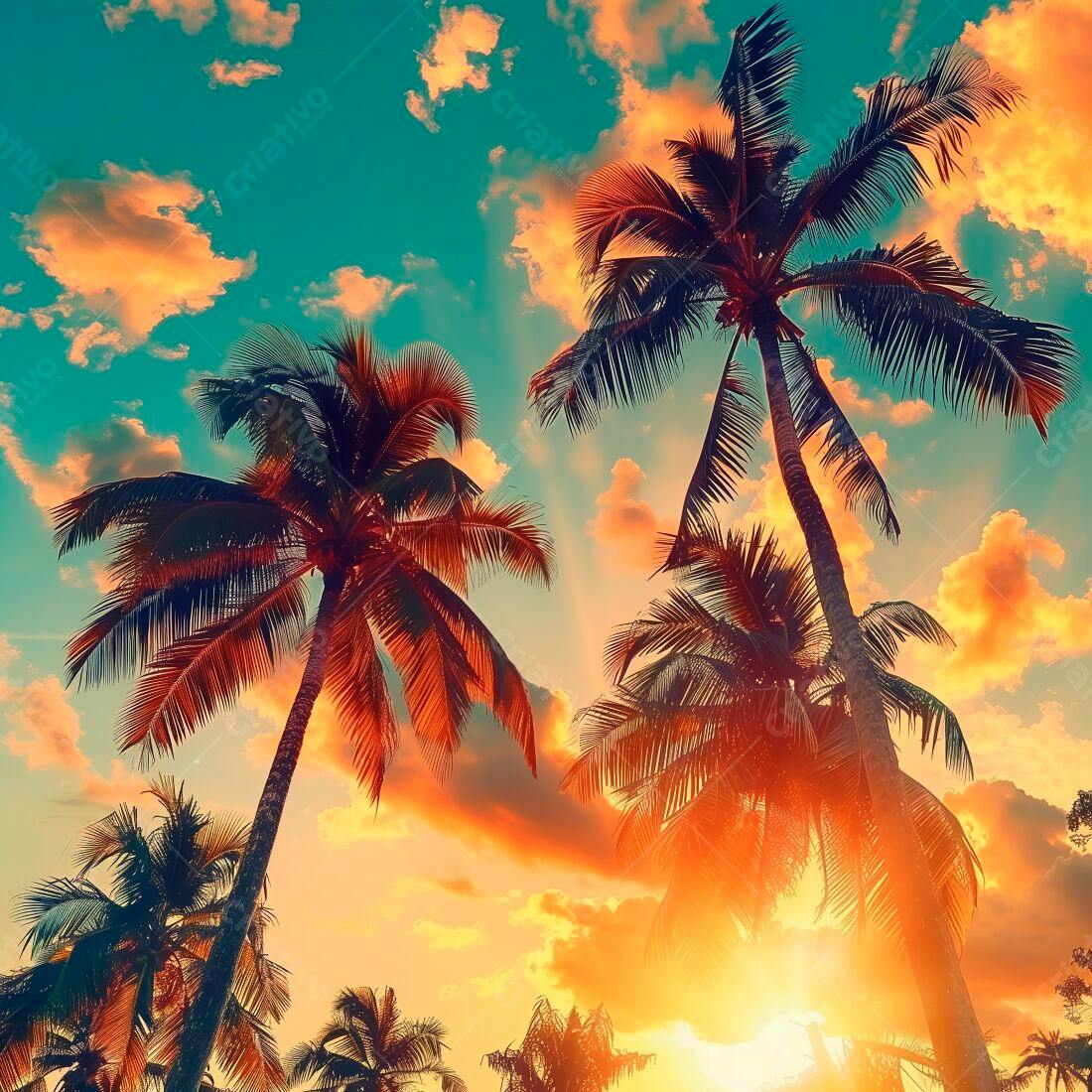 Palmeiras ao Pôr do Sol Tropical