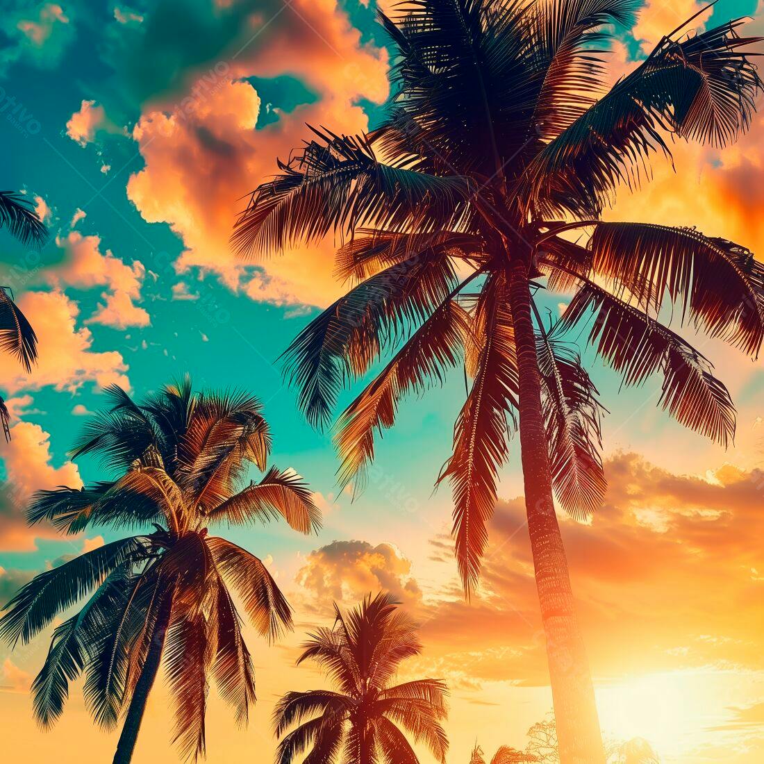 Palmeiras ao entardecer tropical