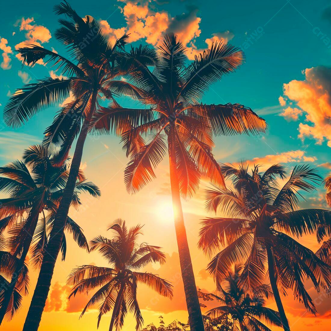Palmeiras ao Pôr do Sol Tropical