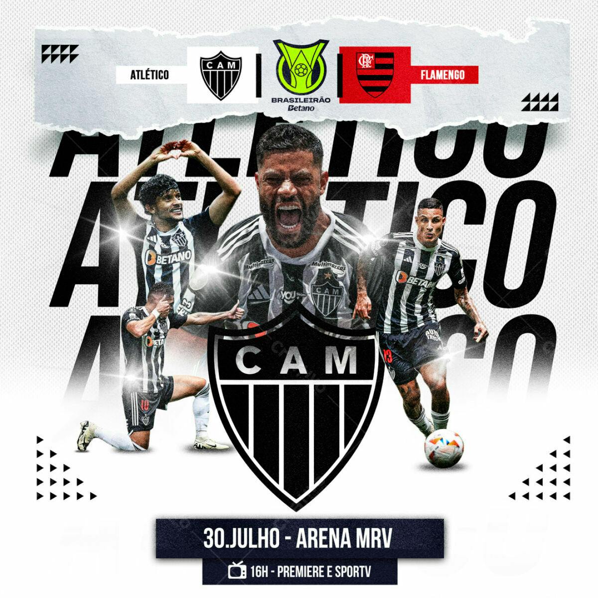 Flyer Atlético x Flamengo Brasileirão PSD Editável