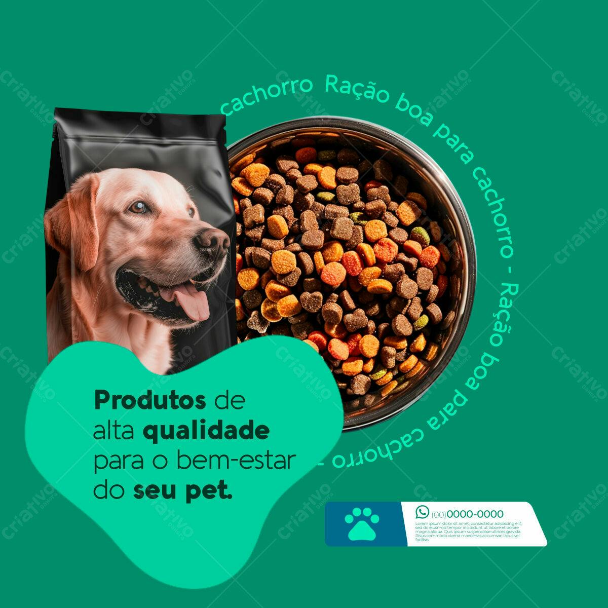 Post para Redes Sociais Ração para Cachorro PSD Editável