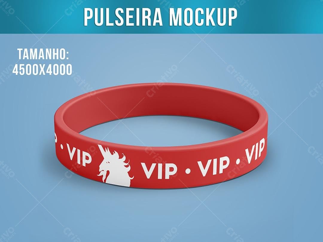 Mockup de Pulseira VIP Vermelha com Unicórnio