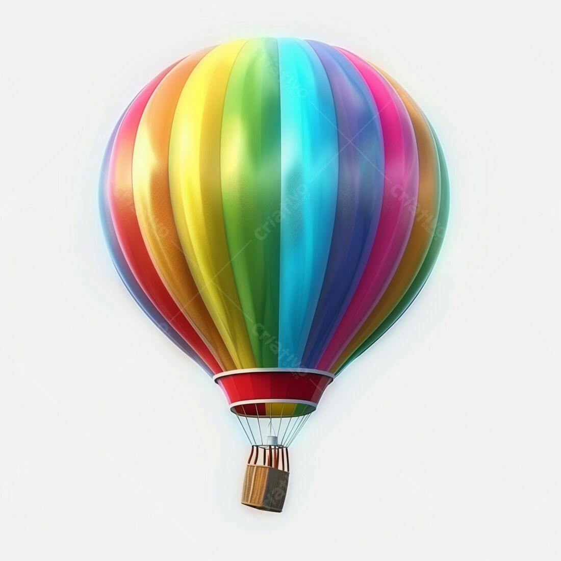 Balão de ar quente arco-íris sobre fundo branco