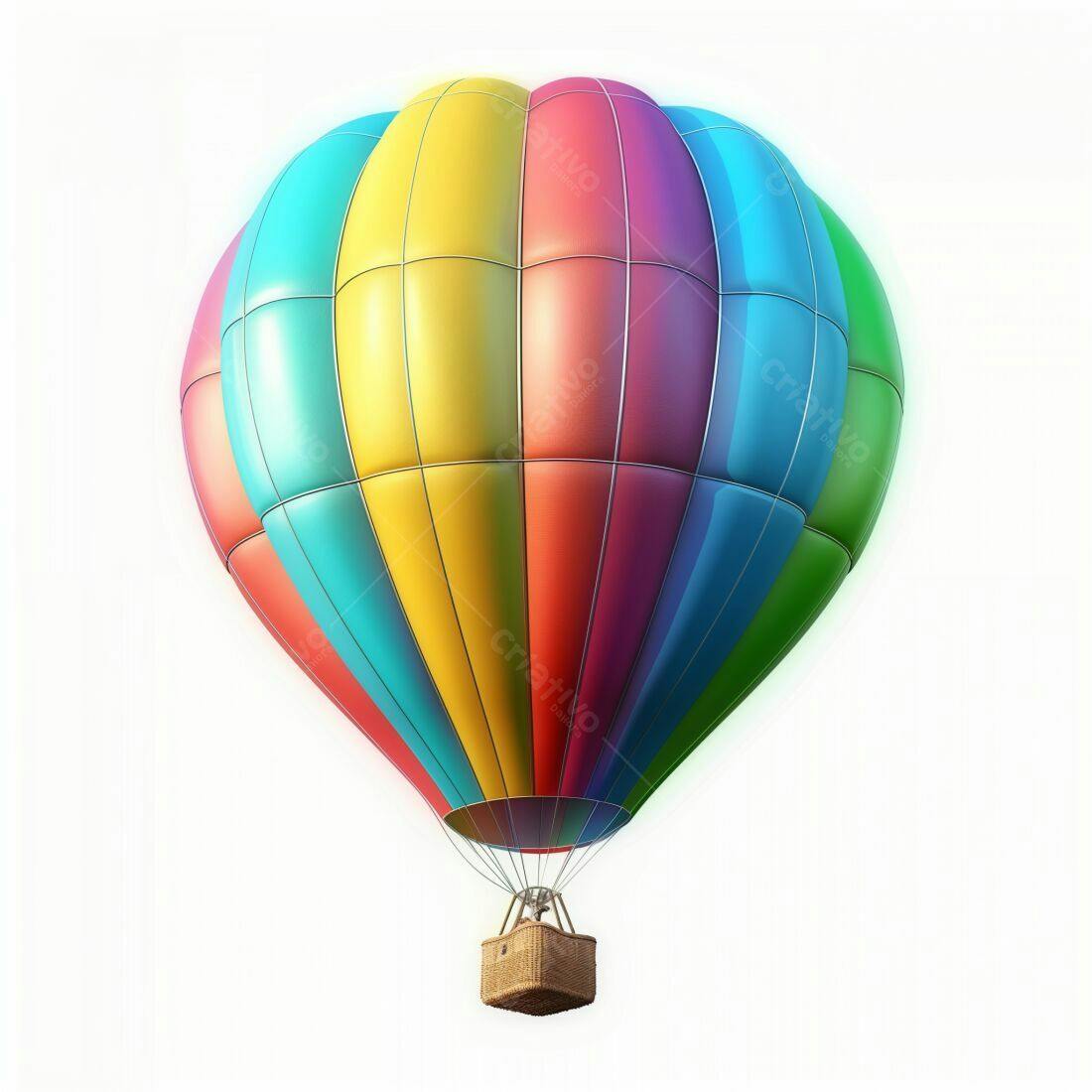 Balão de ar quente multicolorido voando