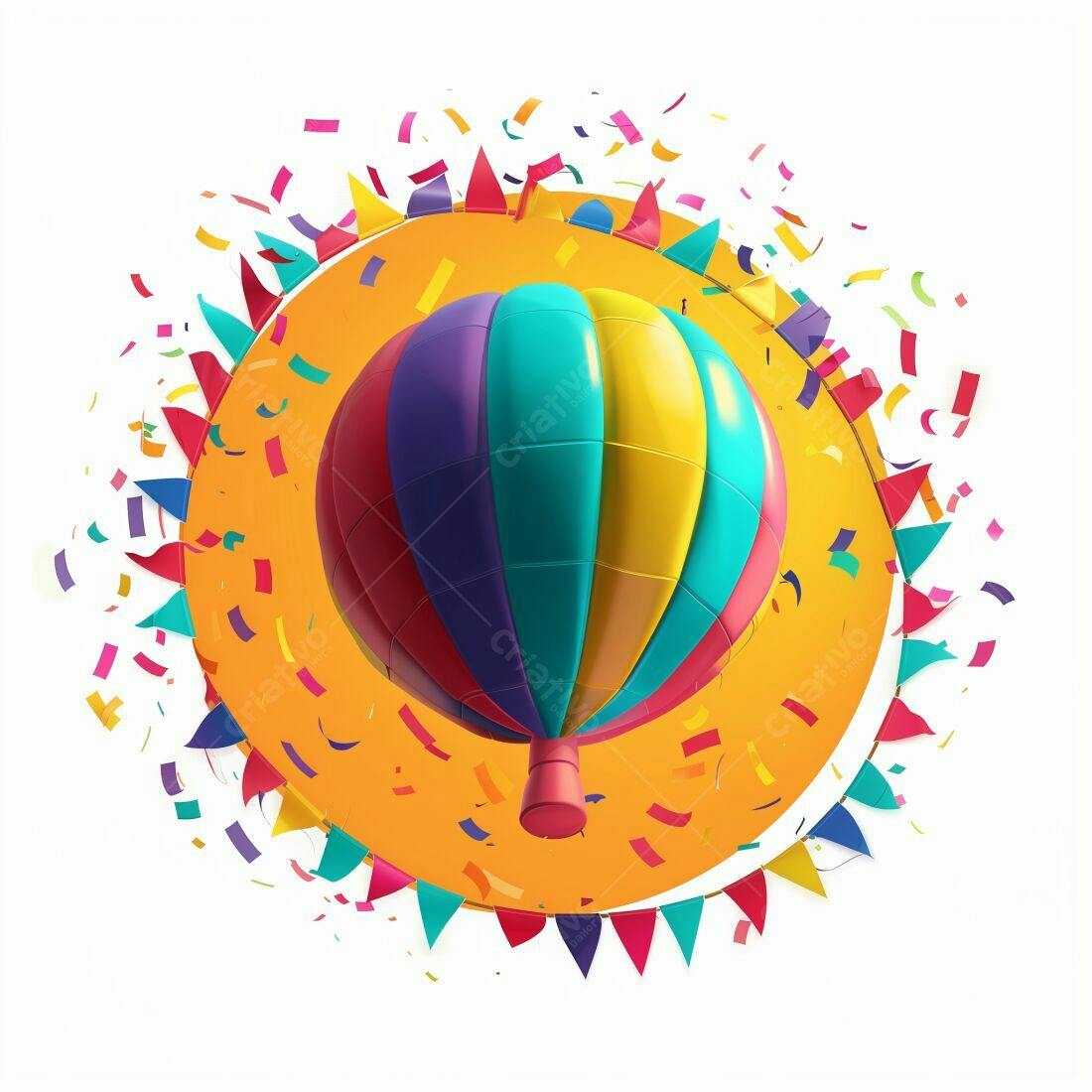 Balão colorido em festa com confetes