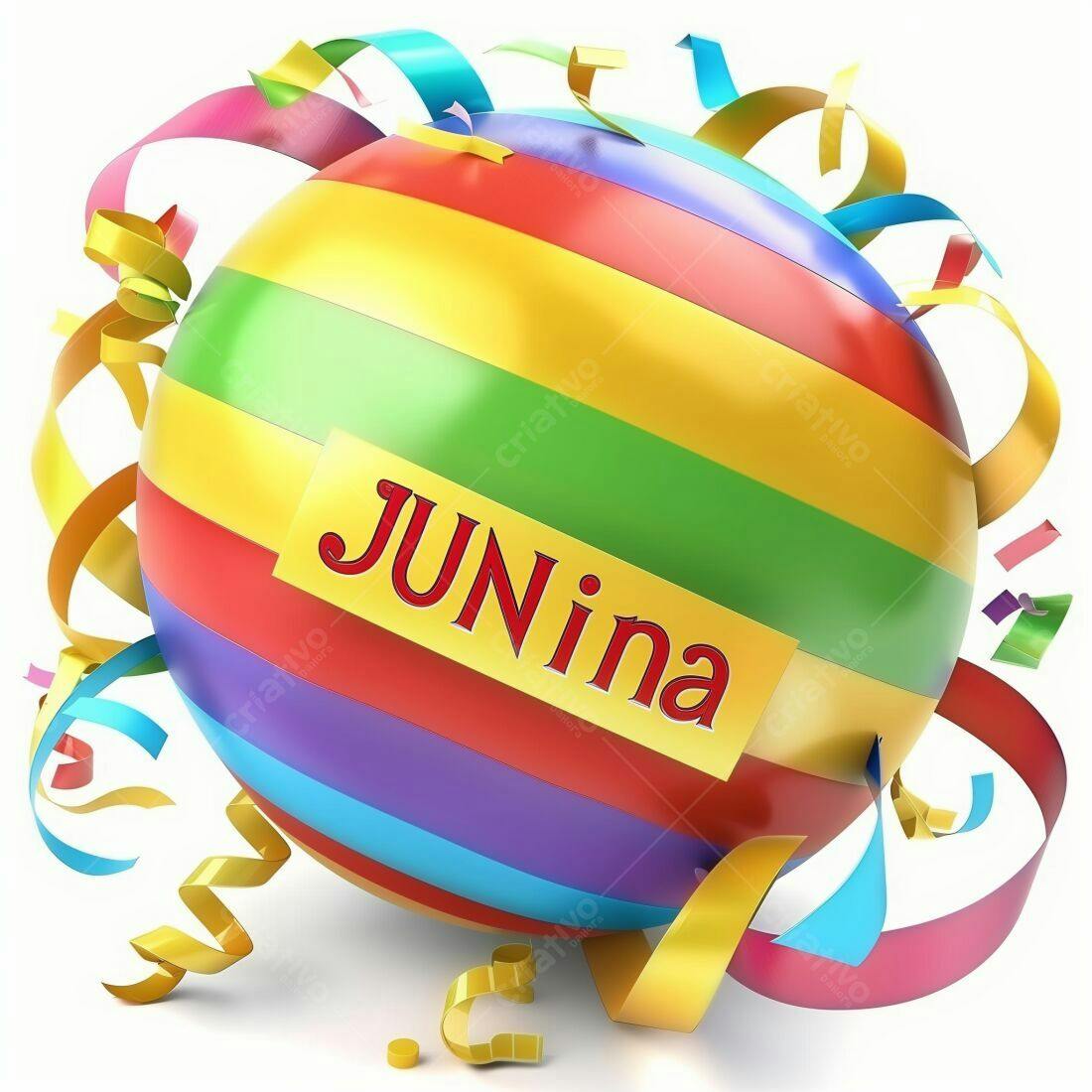 Bola colorida com serpentinas Festa Junina