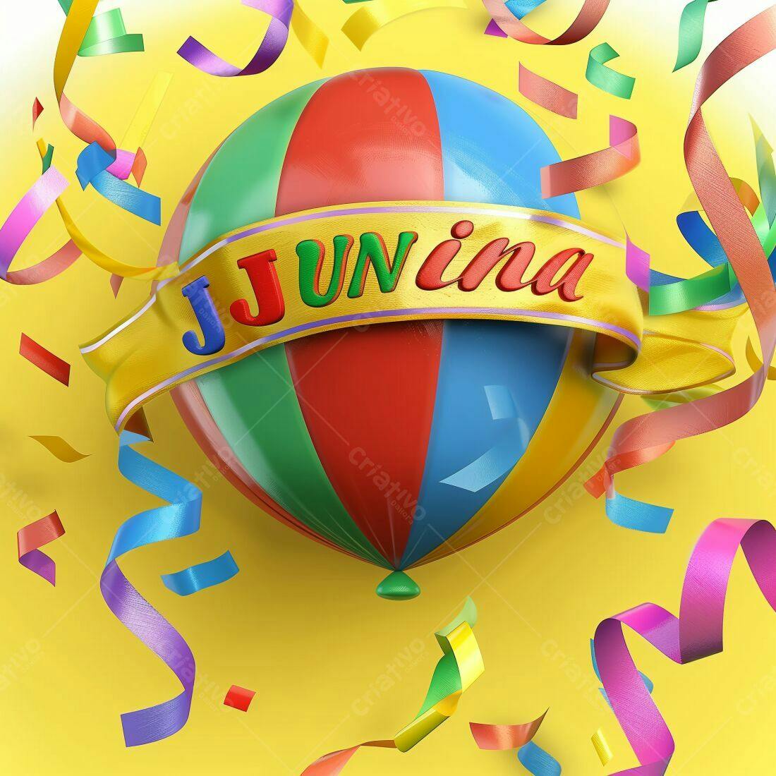 Balão Junino com Fitas Coloridas