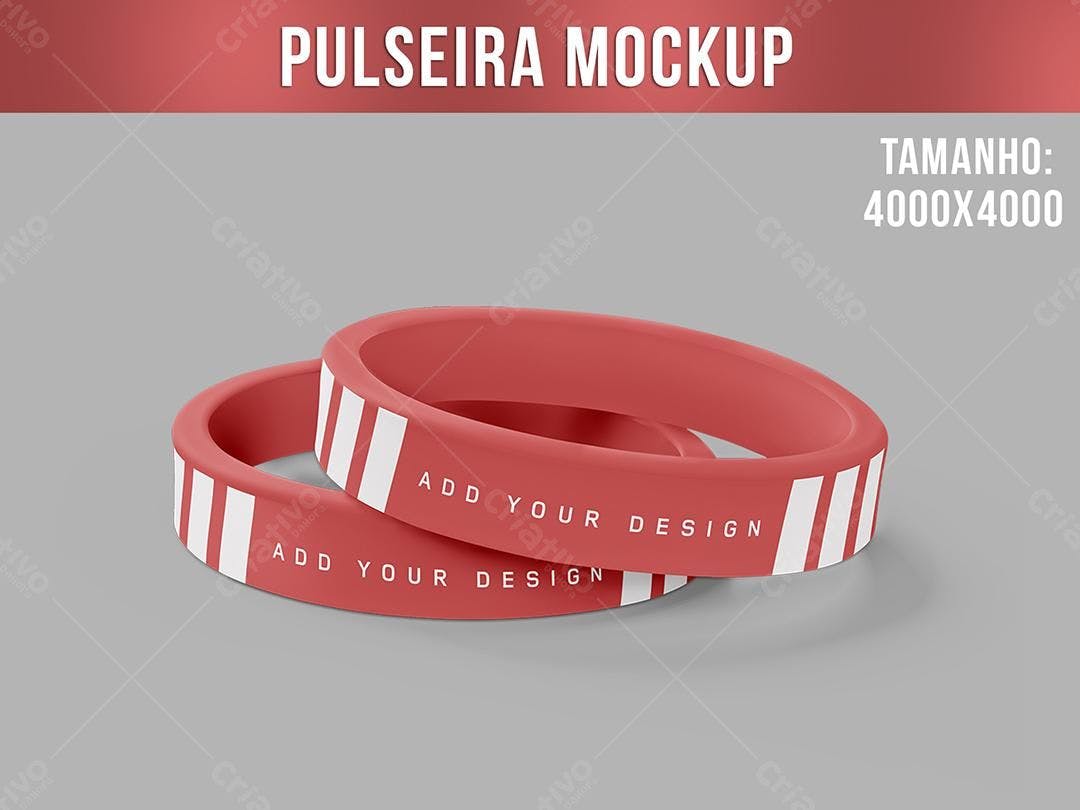 Mockup Realista de Pulseira de Silicone Vermelha