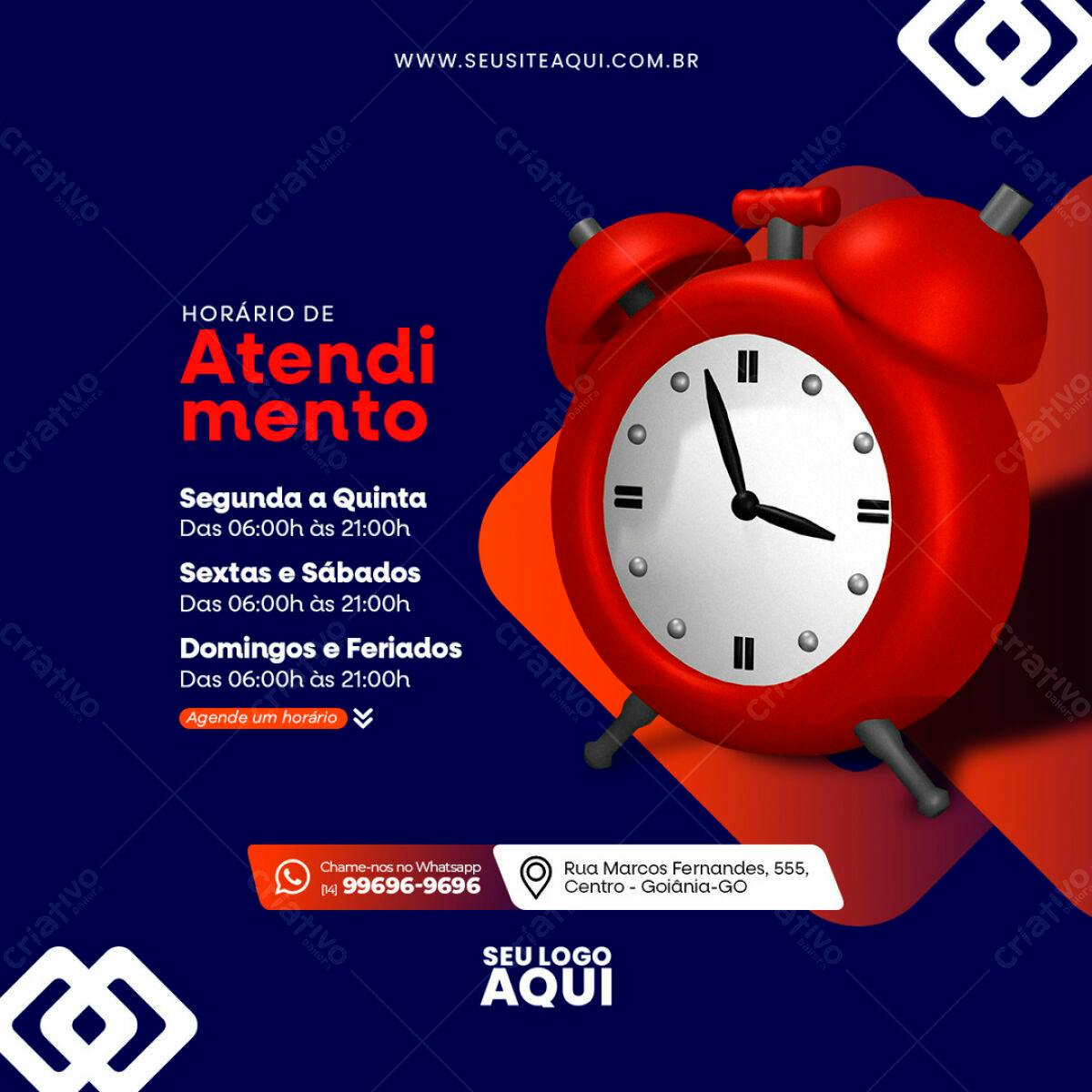 Postagem de Horário de Atendimento PSD Editável