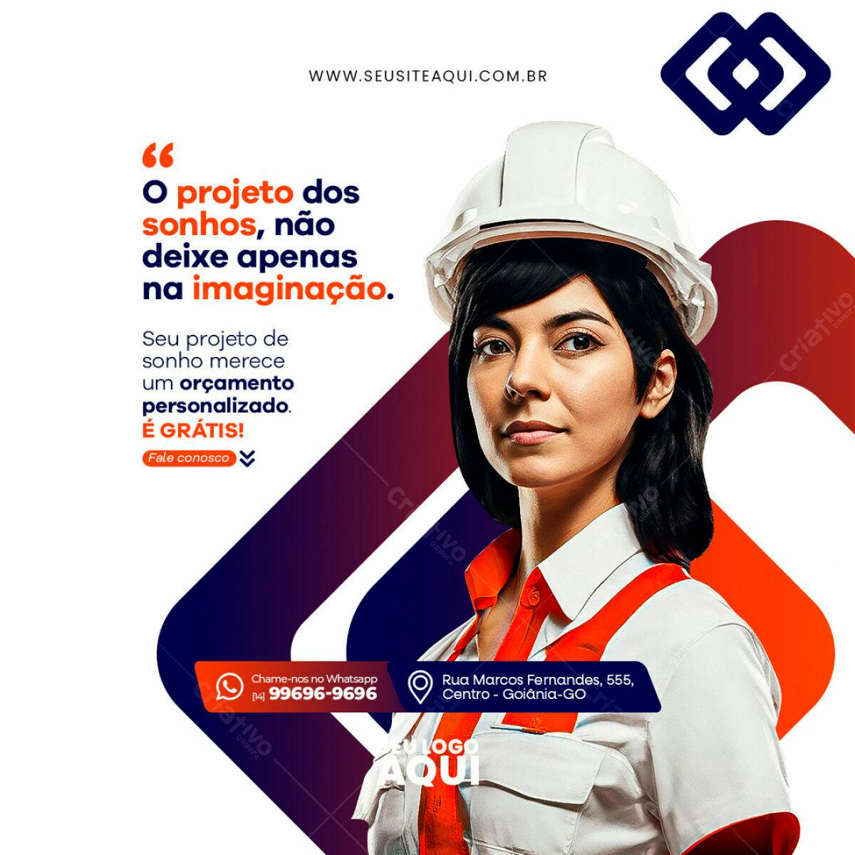 Postagem Redes Sociais Engenharia Civil PSD Editável