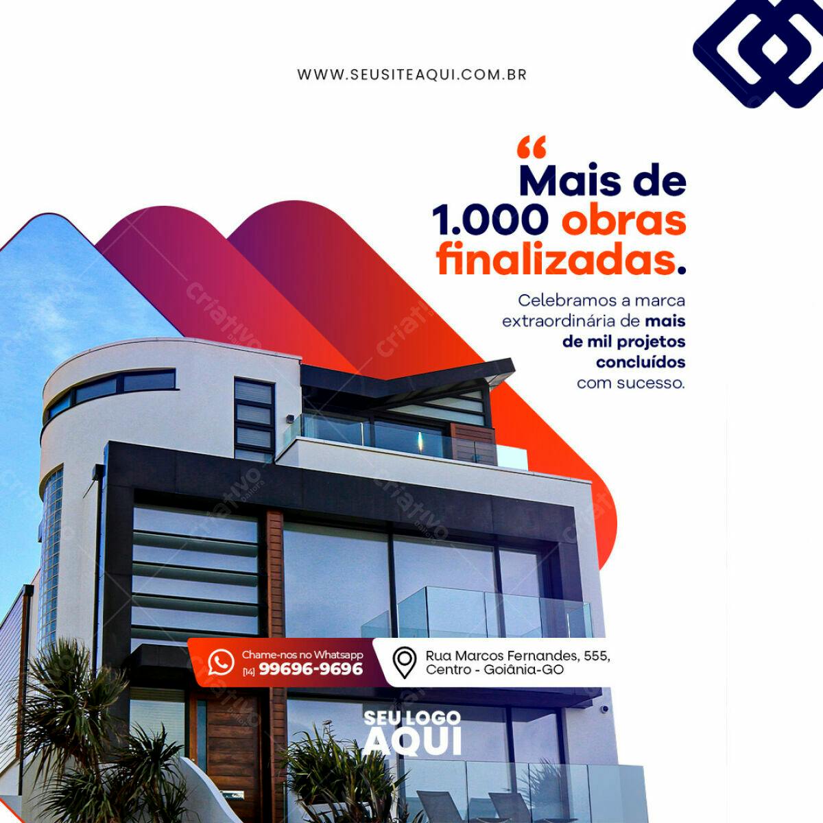 Anúncio Imobiliário com Foto de Edifício Moderno PSD Editável