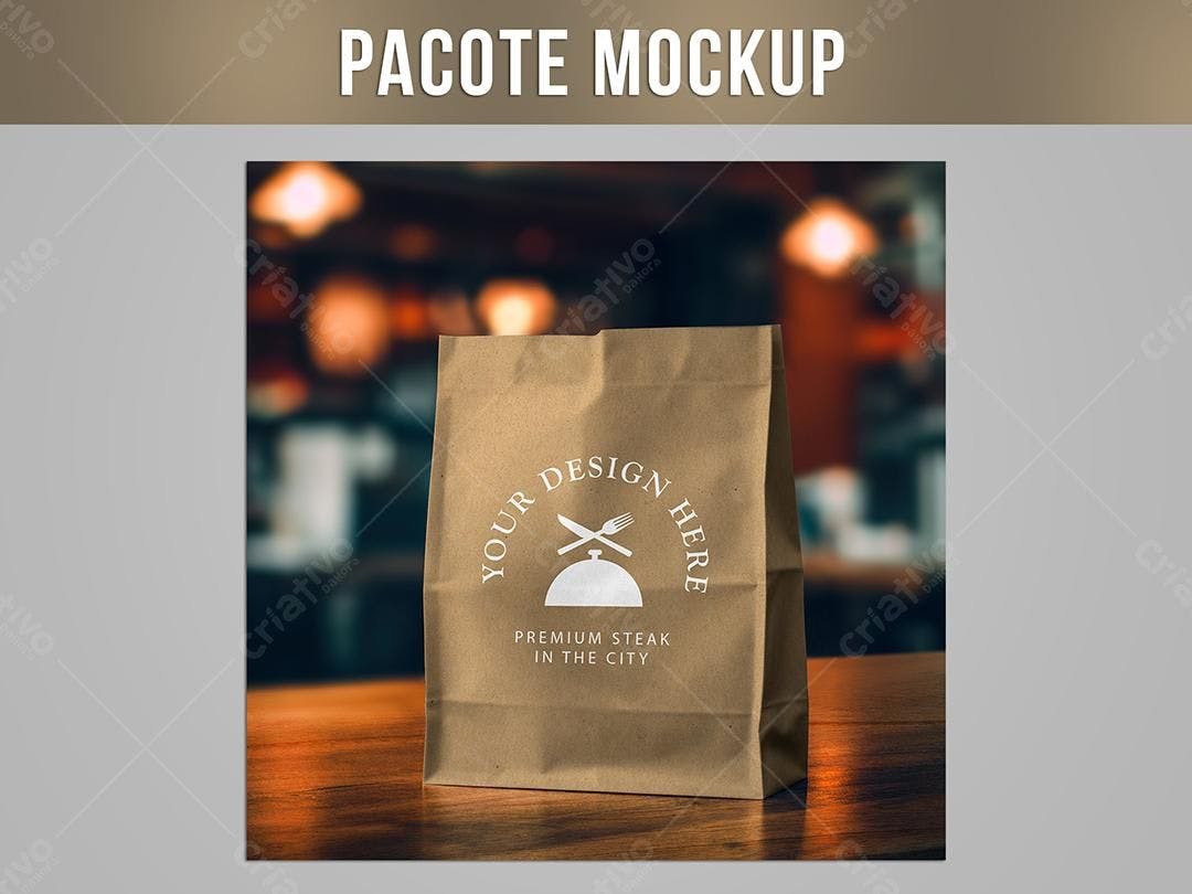 Mockup de Embalagem Kraft para Restaurante