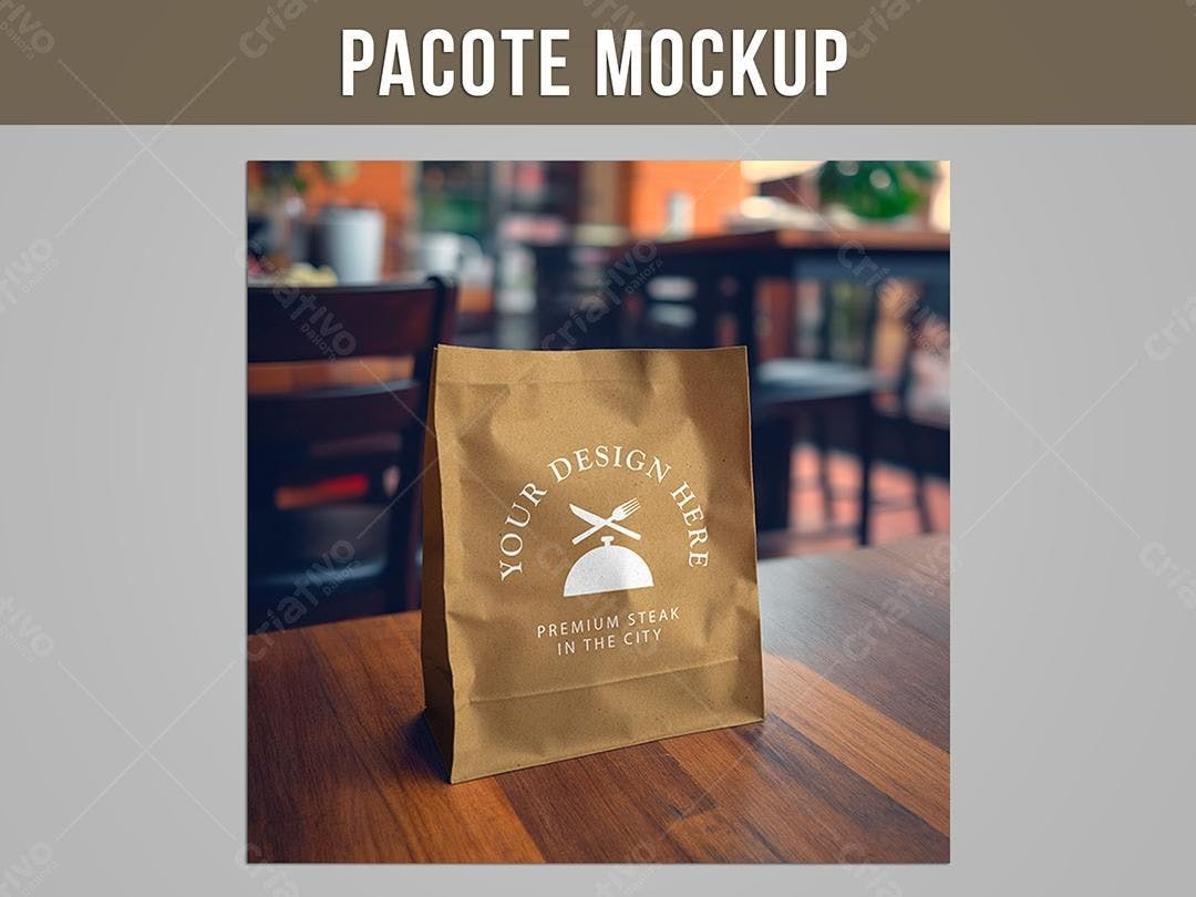 Mockup de Embalagem Kraft para Restaurante