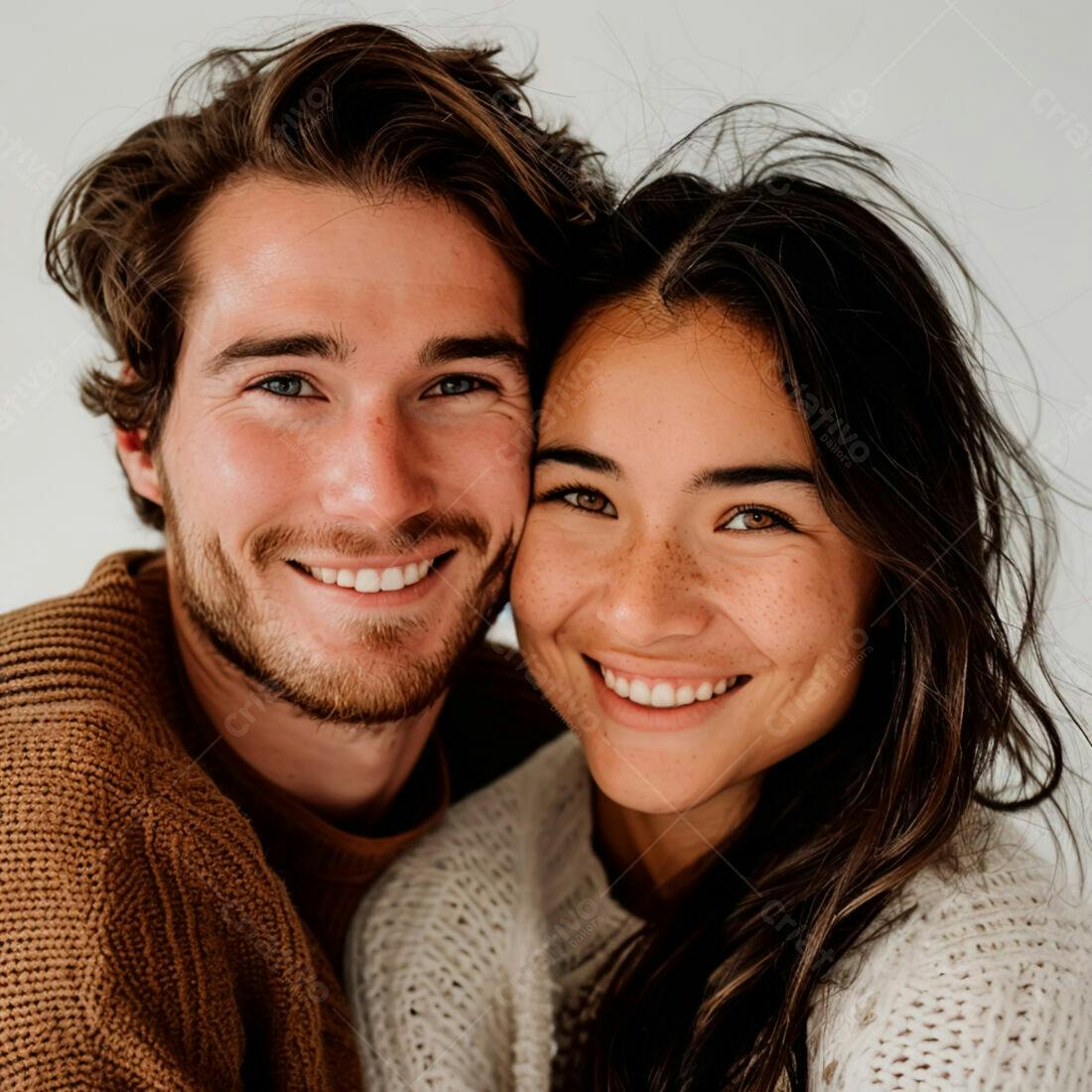 Casal sorrindo retrato íntimo