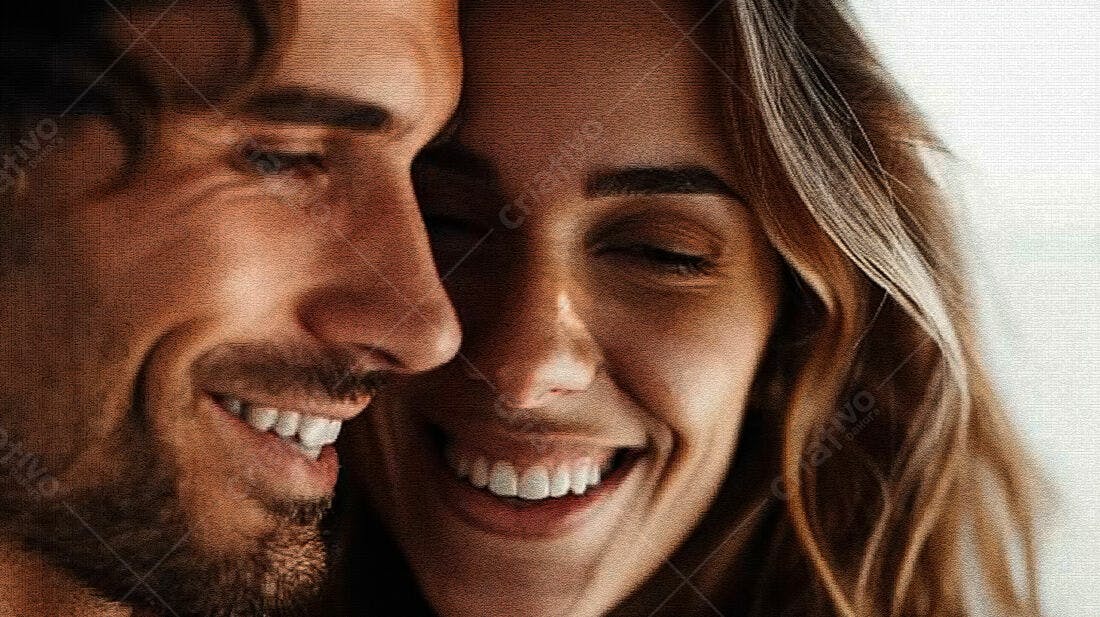 Casal apaixonado sorrindo juntos