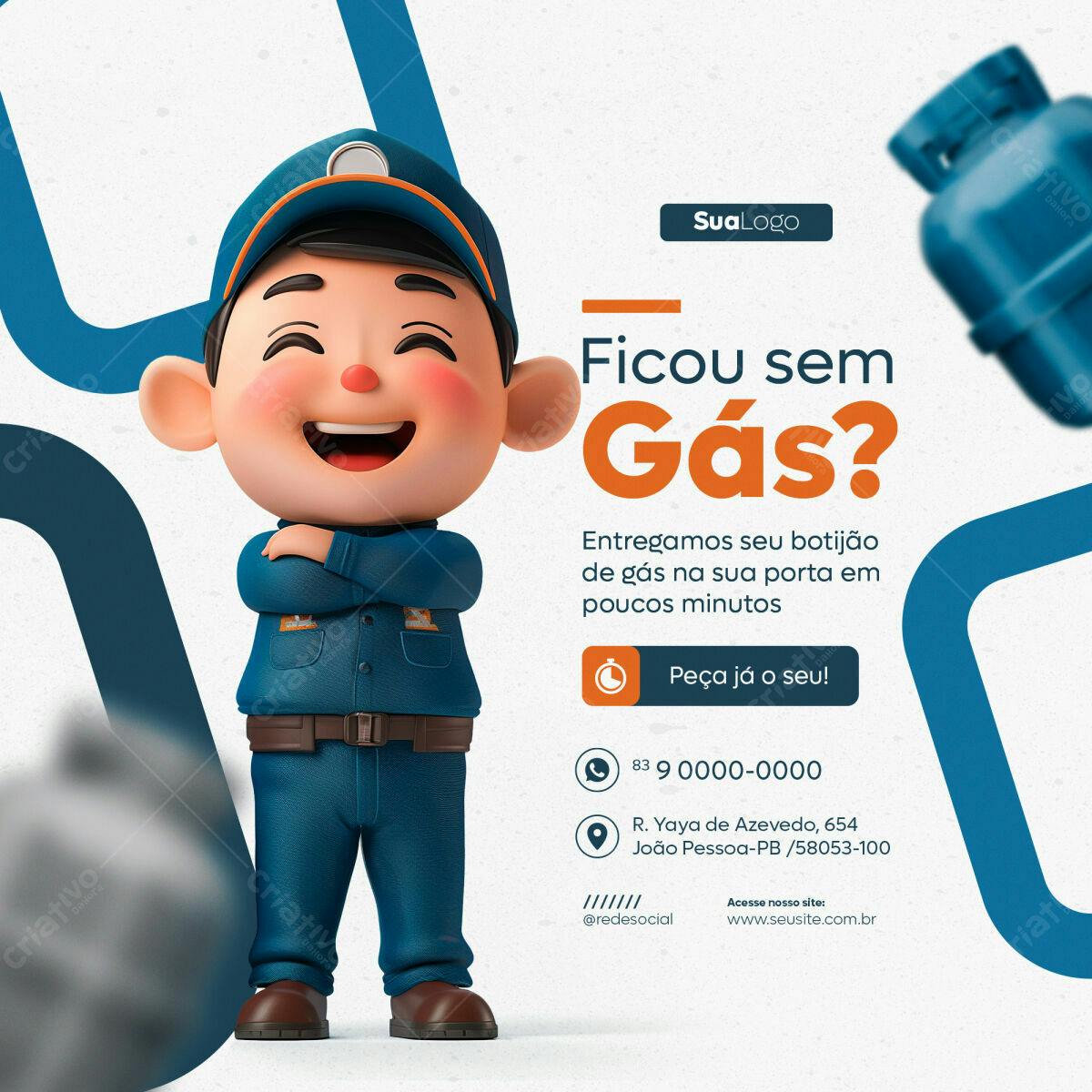 Postagem de Mídias Sociais para Entrega de Gás PSD Editável