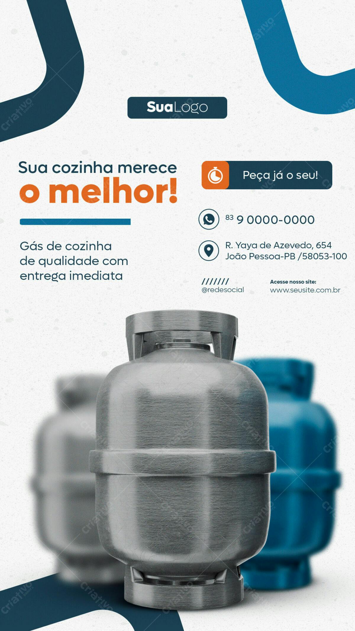 Flyer para Entrega de Gás de Cozinha PSD Editável