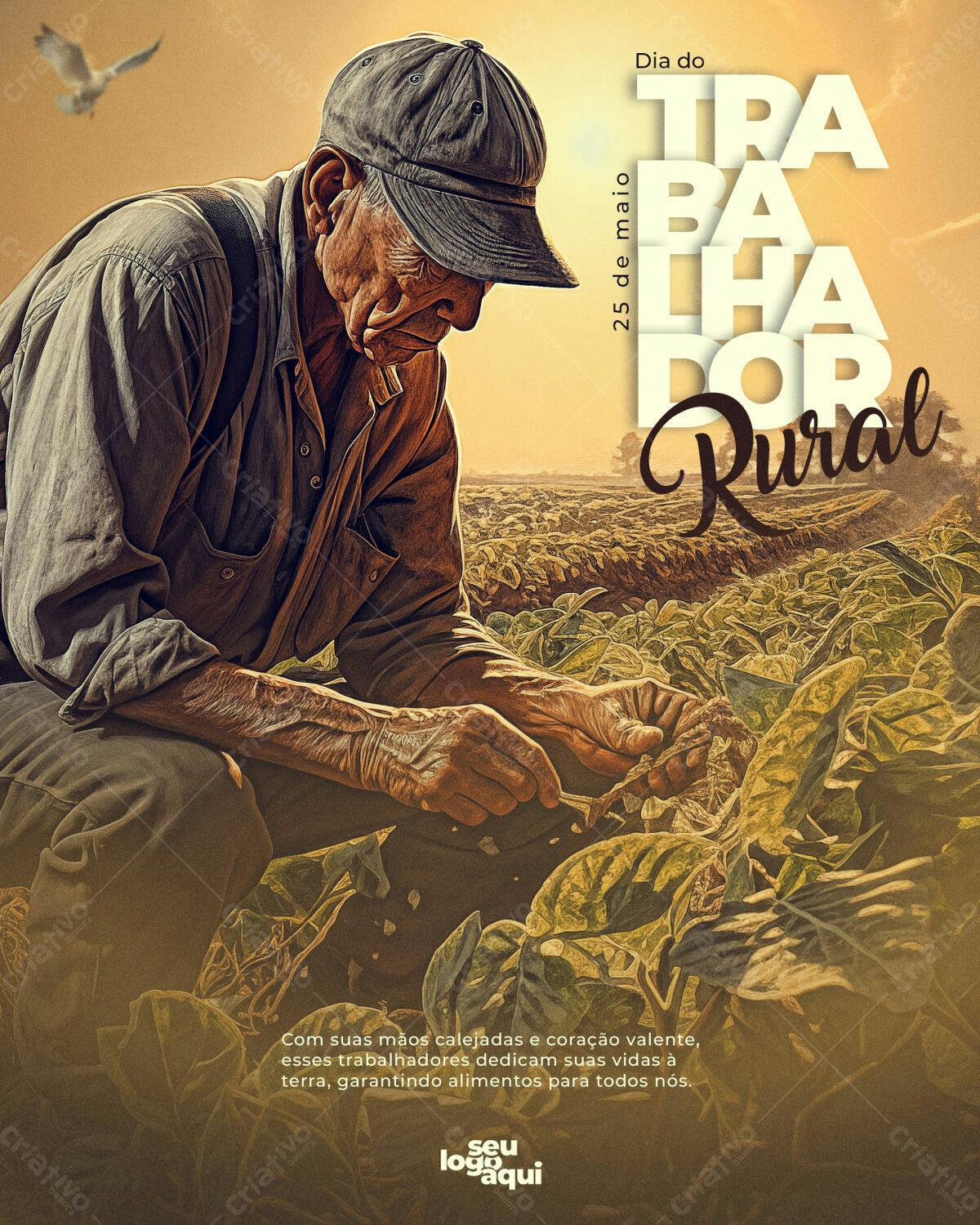 Flyer Dia do Trabalhador Rural PSD Editável