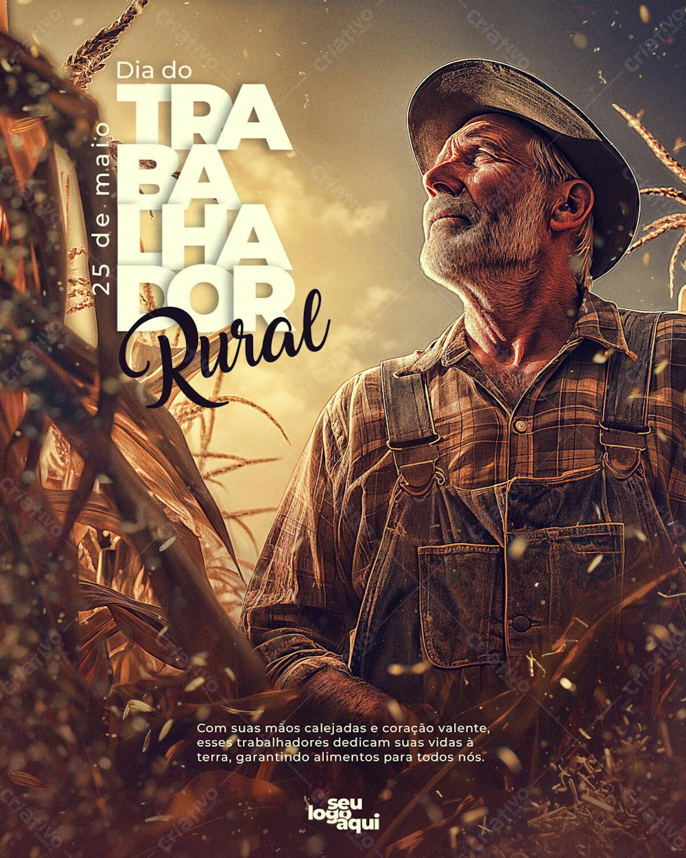 Arte para o dia do Trabalhador Rural, arte editável, feed