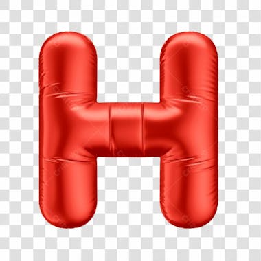Alfabeto letra h em 3d formato de balão vermelho comemoração dia dos namorados casamento amor aniversario luxo fundo transparente