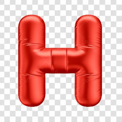 Alfabeto Letra H Em 3D Formato De Balão Vermelho Comemoração Dia Dos Namorados Casamento Amor Aniversario Luxo Fundo Transparente