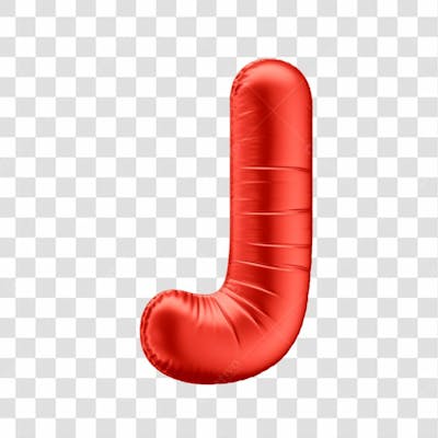 Alfabeto Letra J Em 3D Formato De Balão Vermelho Comemoração Dia Dos Namorados Casamento Amor Aniversario Luxo Fundo Transparente