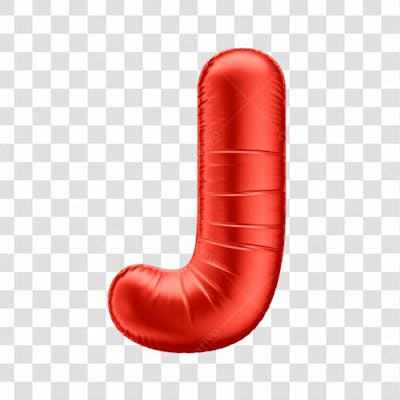 Alfabeto Letra J Em 3D Formato De Balão Vermelho Comemoração Dia Dos Namorados Casamento Amor Aniversario Luxo Fundo Transparente