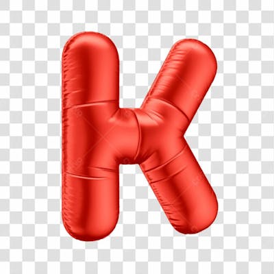 Alfabeto Letra K Em 3D Formato De Balão Vermelho Comemoração Dia Dos Namorados Casamento Amor Aniversario Luxo Fundo Transparente
