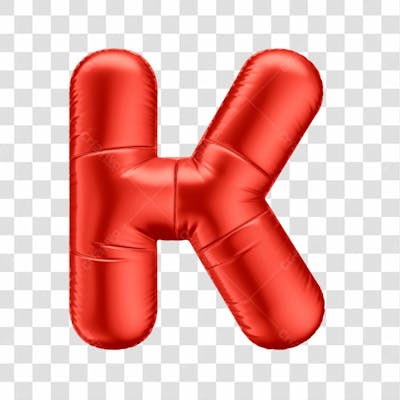 Alfabeto Letra K Em 3D Formato De Balão Vermelho Comemoração Dia Dos Namorados Casamento Amor Aniversario Luxo Fundo Transparente