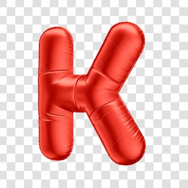 Alfabeto letra k em 3d formato de balão vermelho comemoração dia dos namorados casamento amor aniversario luxo fundo transparente
