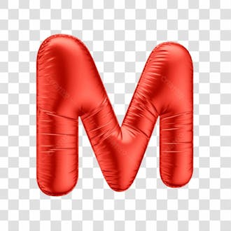 Alfabeto letra m em 3d formato de balão vermelho comemoração dia dos namorados casamento amor aniversario luxo fundo transparente