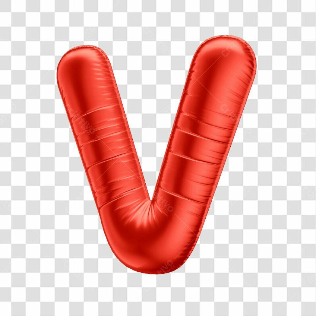 Icone Letra V Balão Vermelho PNG com fundo transparente