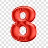Número 8 em 3d formato de balão vermelho comemoração dia dos namorados casamento amor aniversario luxo fundo transparente