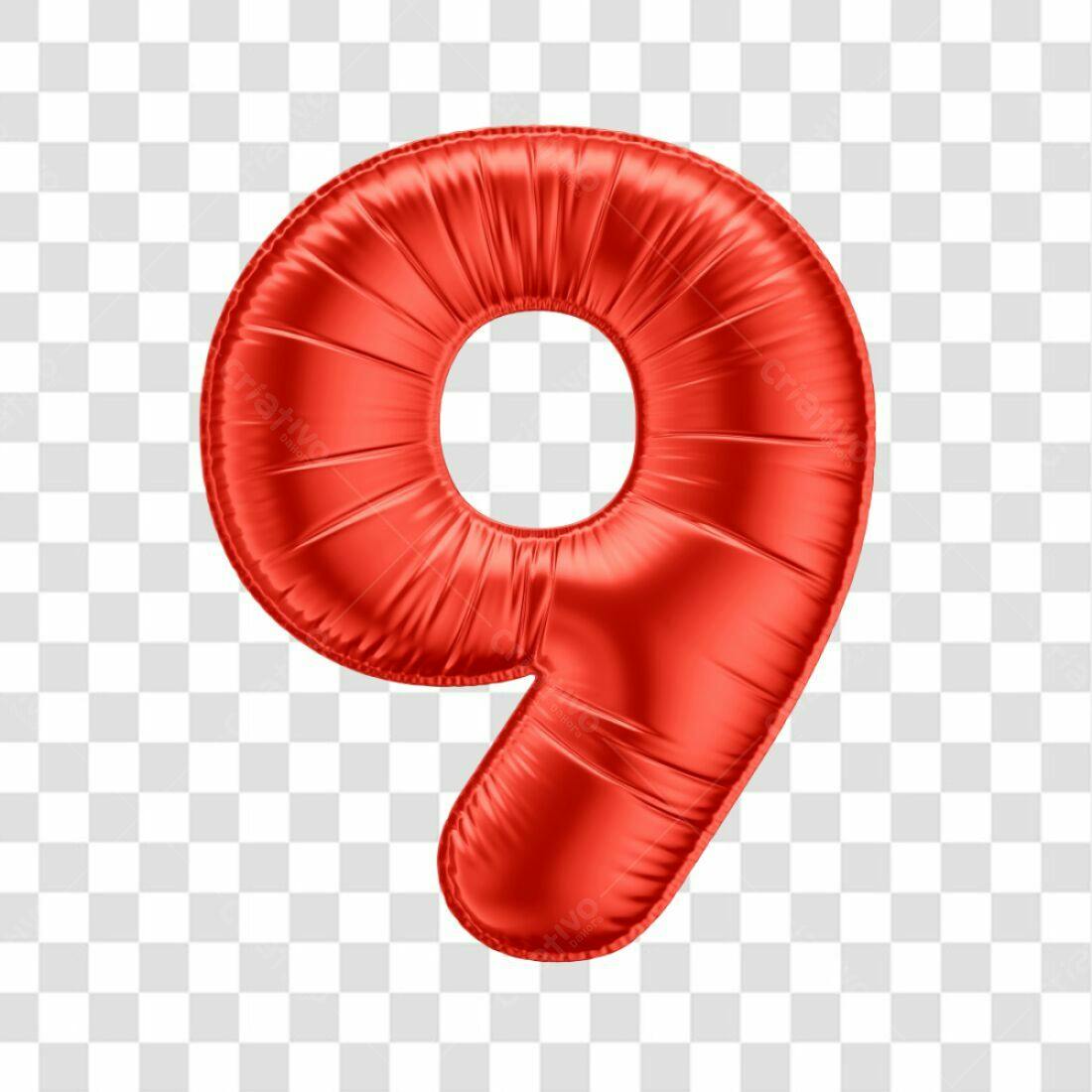 Icone Número 9 Balão Vermelho PNG com fundo transparente
