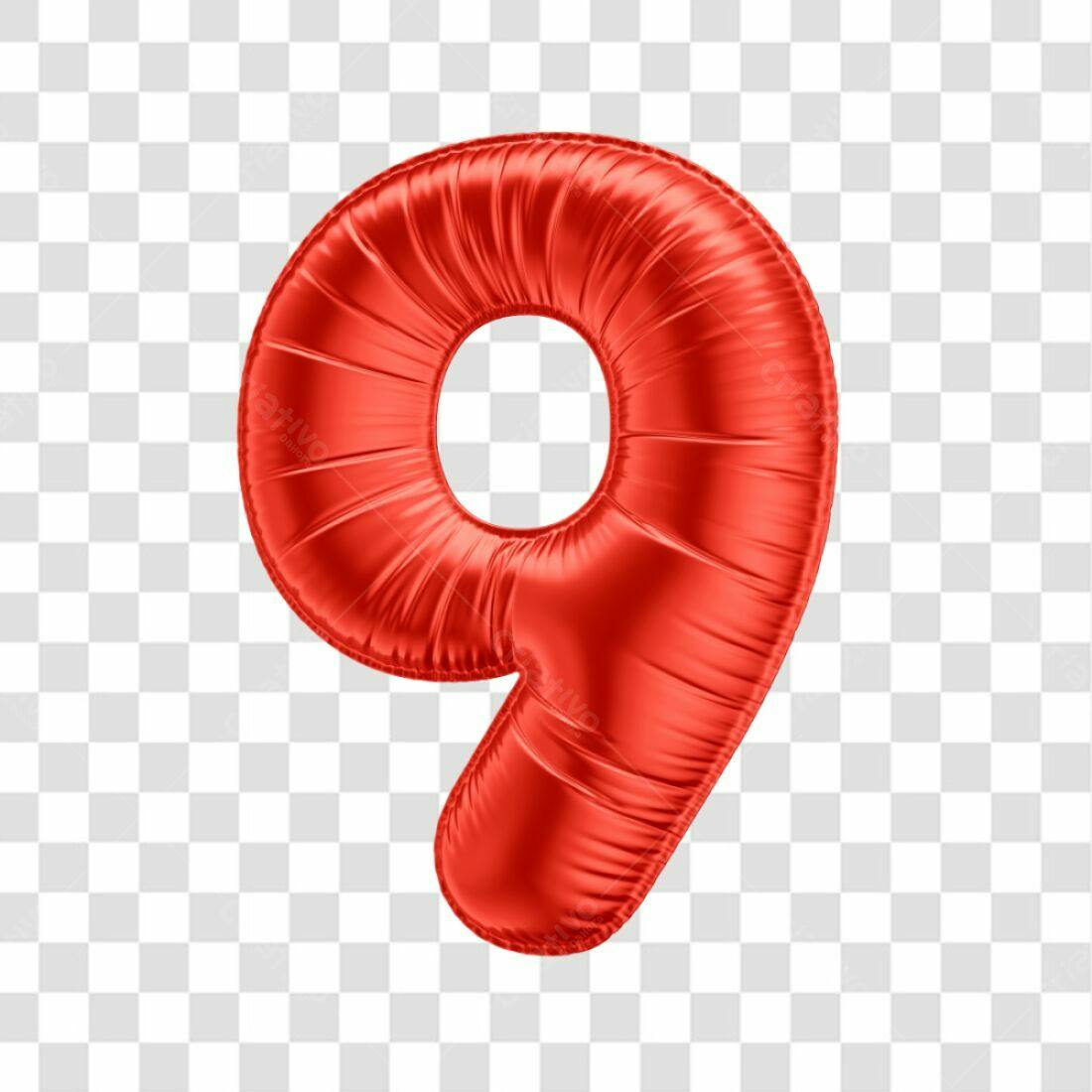 Icone Número 9 Vermelho Balão PNG com fundo transparente