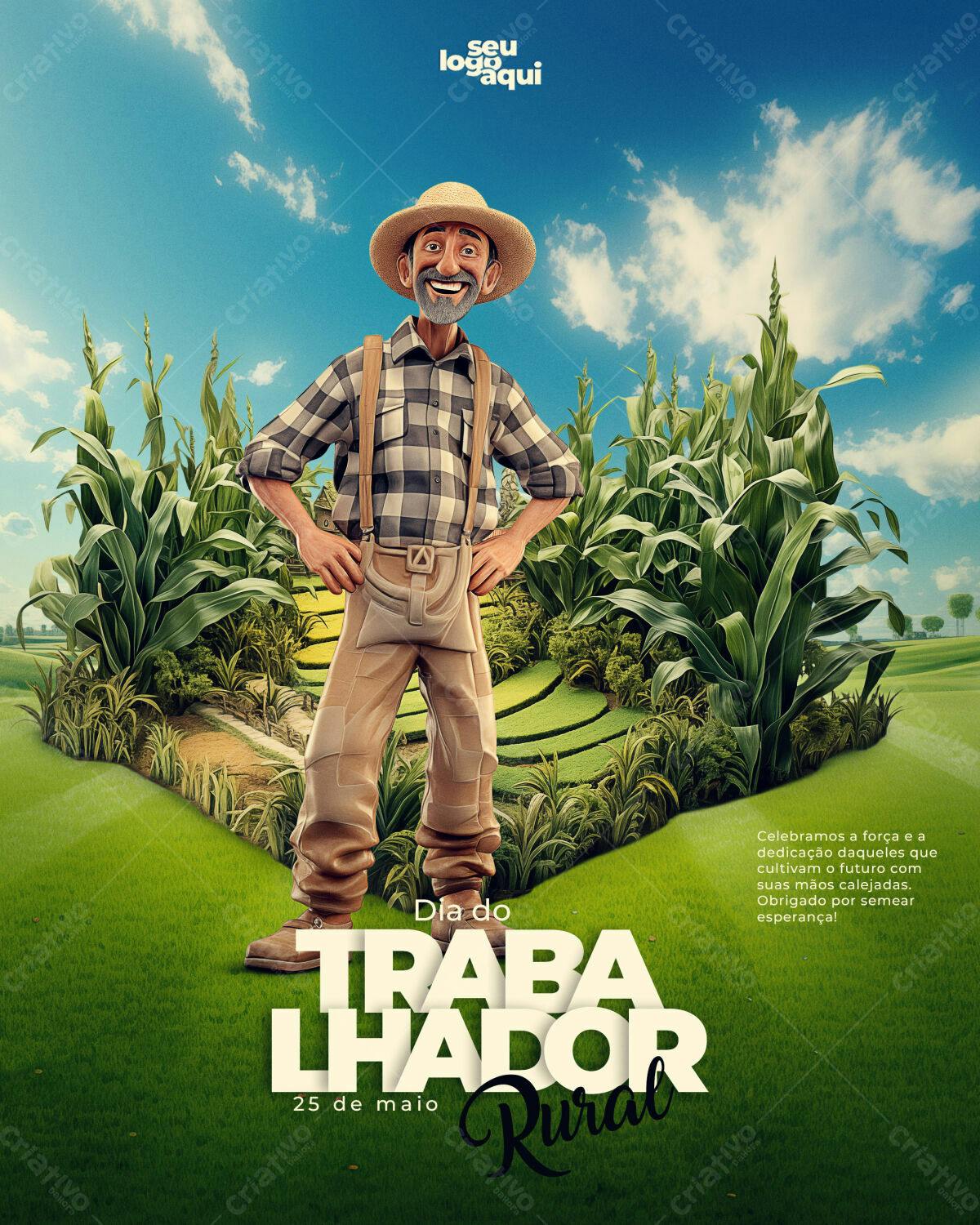Flyer Dia do Trabalhador Rural PSD Editável