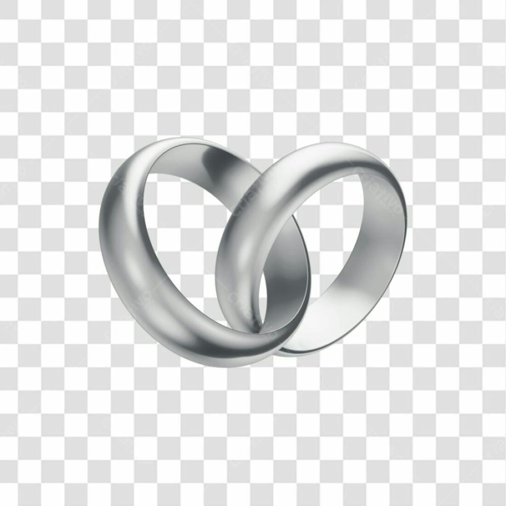 Asset 3D Aliança Prata Casamento Noivado Compromisso Com Fundo Transparente Copiar 2
