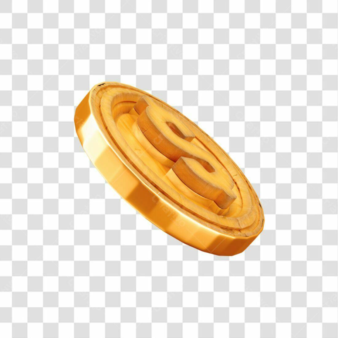 Icone moeda dólar ouro PNG com fundo transparente