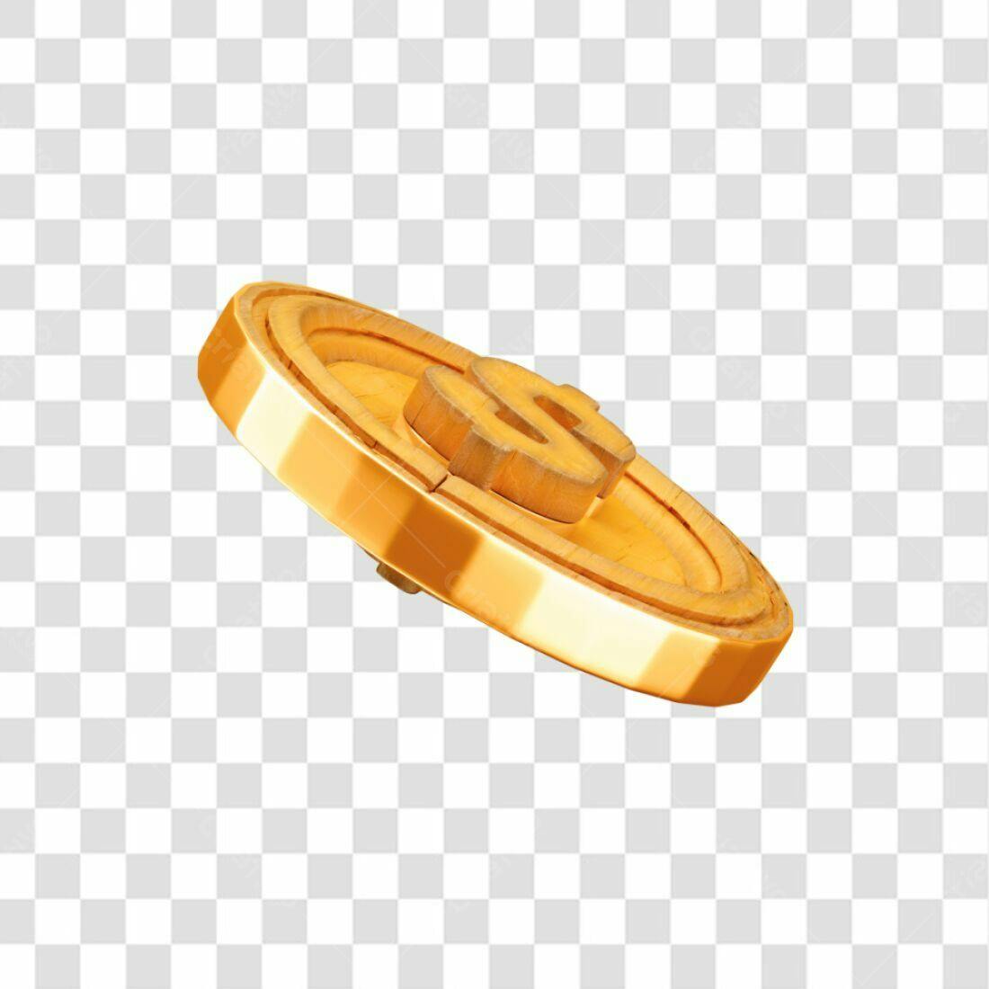 Icone Moeda Ouro Dolar PNG com fundo transparente