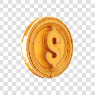 Asset 3d moeda de madeira com ouro rústica junina são joão agro agricultura com fundo transparente copiar