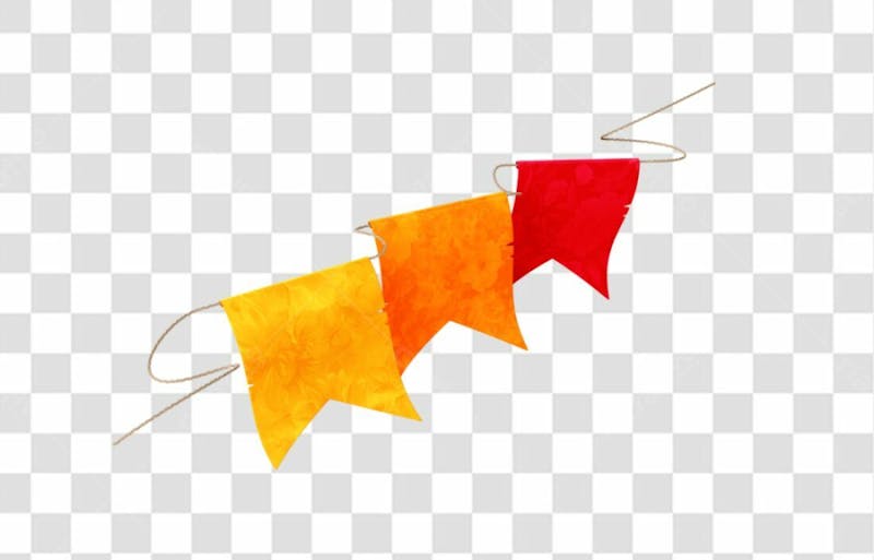 Bandeirola de papel em 3d para festa junina são joão nordeste arraia com fundo transparente copiar