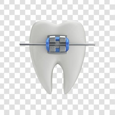 Dente Com Aparelho Em 3D Com Fundo Transparente Copiar