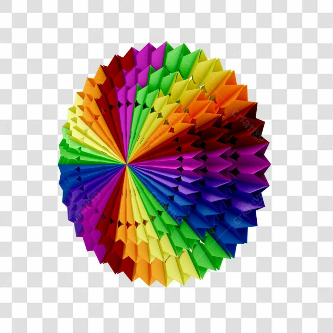 Decoração Circular Arco-íris PNG com fundo transparente
