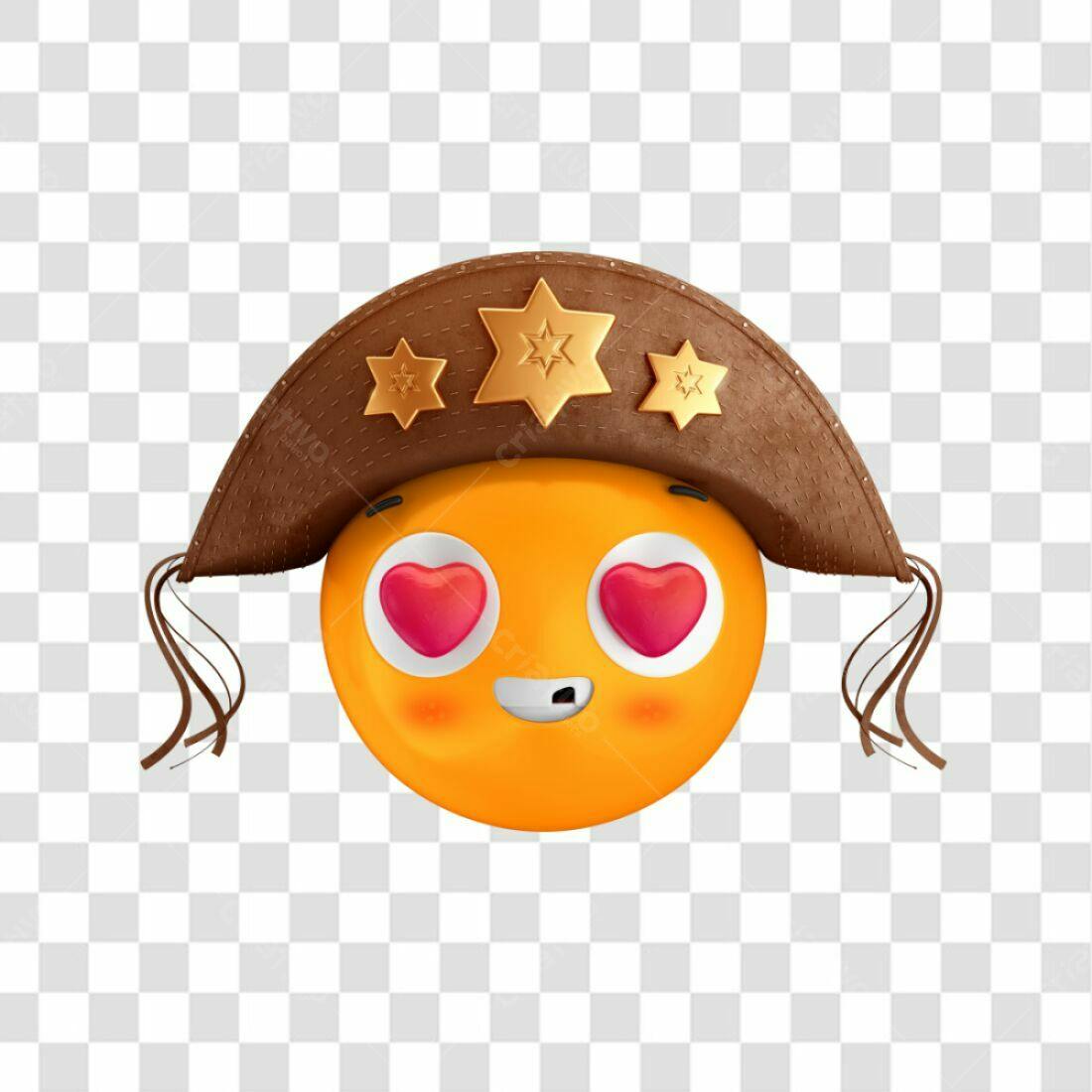Emoticon apaixonado com chapéu PNG com fundo transparente