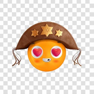 Emoji 3d cangaceiro reação apaxionado festa junina são joão com fundo transparente copiar