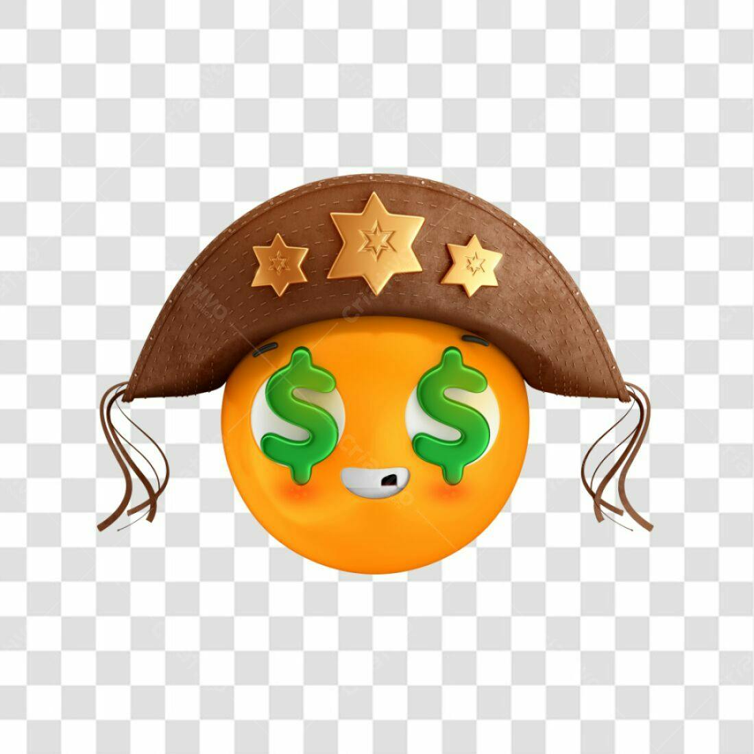 Icone Emoticon Cowboy Dinheiro PNG com fundo transparente