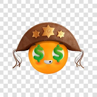 Emoji 3d cangaceiro reação riqueza festa junina são joão com fundo transparente copiar