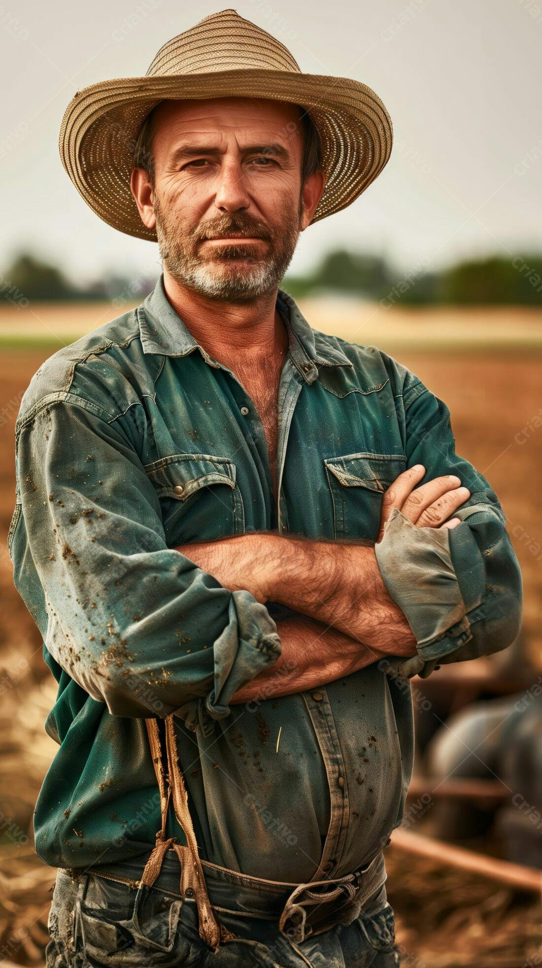 Fazendeiro experiente em campo de cultivo